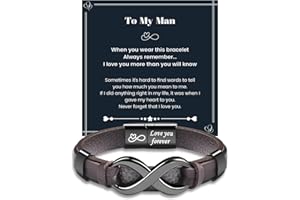 MANVEN Mens Bracelet Infinity Knot Leather Bracelet Gift for Him Husband Boyfriend Anniversary Valentines Day Birthday Gift Black/Brown