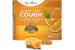 Herbion Naturals Pastillas para la tos sin azúcar con sabor a naranja natural, 18 pastillas