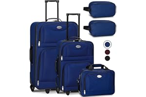 Juskys Trolley Reisekoffer Set 5 teilig - 60 Liter, 2 Rollen, Weichschale, wasserabweisend Stoff, leicht, Handgepäck - Koffer in Blau