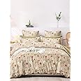 LOOMLYFE XXL Microfiber Soft Cotton Super King Size Bedsheet for Double Bed, King Size 108 Inches X 108 Inches, 9 Feet, 275 X 275 cm with 2 Large Size Pillow Covers Without Joint - BeigeFlowers