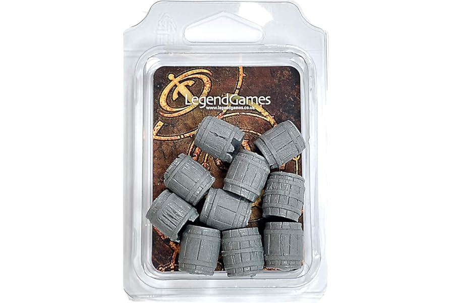 LegendGames 28mm scale Resin Barrel Set - Open Barrels Set 5 - contains 10 barrels.