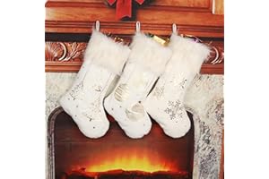 JINGTOPS 3pcs Medias Navideñas para Colgar,49cm Calcetin Navideño Personalizado,Calcetines Navideños para Colgar, Decoración de Hogar de Medias de Navidad, Decoración Navidad