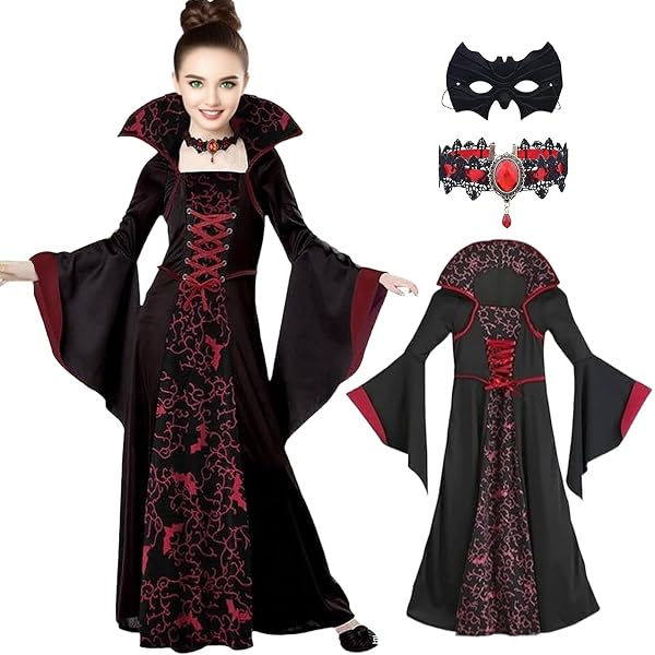 Déguisement Vampire Fille - Robe Baroque Noire et Argent - Paris