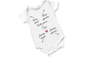HANDMADE Body Bébé Blanc – "Notice pour Papa" – Cadeau Humour Naissance – Body Manches Courtes 100% Coton – Idéal Baby Shower et Jeune Papa Débutant