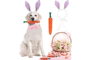 CEASELESLY Osterhunde-Stirnbänder,Hund Osterhase Kostüm,Karotte Haarband,Puppy Karotte Seil Spielzeug Geflochtene,Verstellbar Haustier Ostern Party Kostüm Zubehör für Hund Katze Welpen