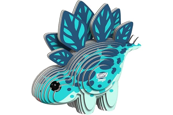 EUGY Stégosaure– Puzzle 3D Dinosaure N° 007 – Jouet Créatif en Carton Recyclé – pour Enfants dès 6 Ans et Adultes Jusqu’à 99 Ans - Puzzle Éducatif et Écologique