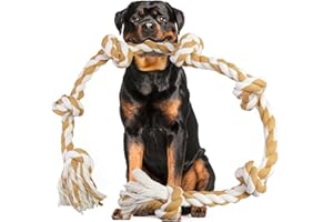GAIUSIKAISA XXL Large Dog Toys Rope for Aggressive Chewers, Size 124 cm, 7 Knot Tough Rope Chew Toys for Large Dogs, Indestructible 100% Non-Dye Cotton Rope for Large Breed Dog, Dogs Teething Chew Tug Toy