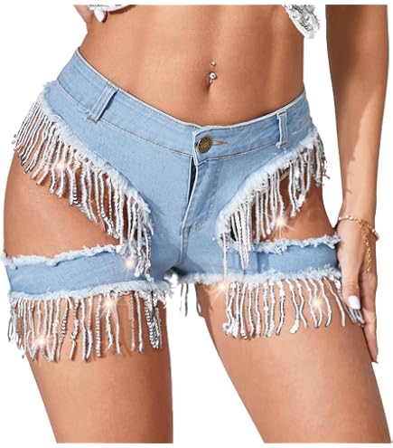 Sotala Hotpants In Denim Jeans, Taglio Alto Vita Bassa, Mix Cotone, Vari Colori
