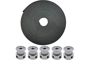 ARCELI ICQUANZX 5 Meter GT2 2mm Rastermaß 6mm breiter Gummi-Zahnriemen + 5 Stück 16 Zähne Aluminium-Zahnscheibe für 3D-Drucker