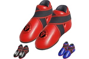 VADER SPORTS EST.2001 WITH YOU ALL THE WAY Kickboxing tae-kwondo training semi contact or full contact kick boots Black Red Blue Martial arts training foot protector (small/kids 7-10 yrs, Red)