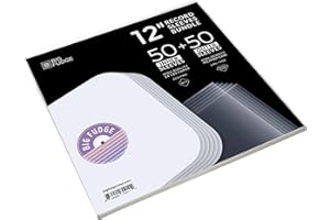 BIG FUDGE Vinyl Record Album - 12 inch 50 Plastic Inner & 50 Paper Outer Sleeves - Anti Static Crystal Clear Covers for Records - Acid-Free LP Protection Sleeve