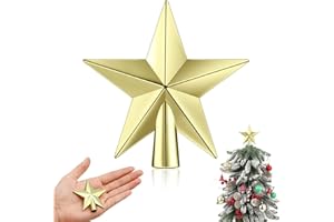 DEREINE Topper de Árbol de Navidad, Mini Estrella de la Navidad, Estrella de Punta de Árbol, Decoración para Árbol de Navidad Pequeño, Estrella para Adornos de Navidad