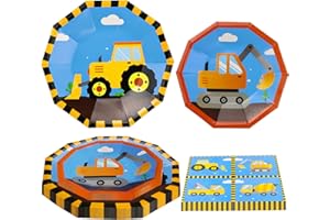 Inspireyee 120 Pack Bau Geburtstag Party-Zubehör Muldenkipper Bau Geburtstag Dekorationen Bau Party Geschirr Bau Geburtstag Teller Bau ServiettenBau-Party-Dekoration für Junge serviert 40