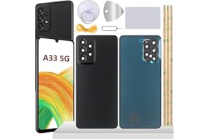 YHX-OU 6.4'' Cache Batterie pour Samsung Galaxy A33 5G SM-A336E SM-A336B SM-A336M Vitre arrière avec lentille, Coque arrière de Batterie Remplacement pour Samsung A33 5G + Outil d'installation (Noir)