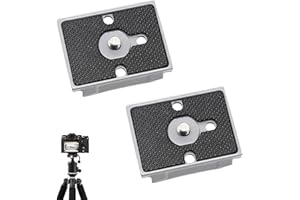 EIAIGKY 2 Pieces Quick Release Plate Tripod with 1/4 Inch Screw Compatible with Manfrotto RC3 200PL-14 and Various Models, Durable Aluminum Alloy, Anti-Slip Rubber Pad, Ideal for DSLR and Mirrorless Cameras