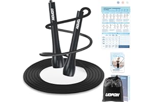 UOPON Springseil Erwachsene Fitness, Professionelles 3M PVC Speed Jump Rope Mit Trainingsposter, Verstellbares ABS Rutschfester Griff Sport Springseil Für Männer, Frauen, Kinder und Mädchen