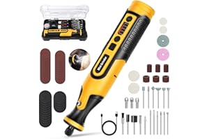 WUYIZZW Rotary Tool, Mini Cordless Rotary Tools Kit with LED Light, 5-Speed and USB Charging with 61 Accessories, Multi-Purpose 7.2V Power Rotary Tool for Sanding, Polishing, Drilling, Etching, Engraving, DIY
