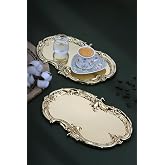 Ahir Ticaret Gold Artnova Işleme Desenli Kahve Ve Sunum Tepsisi 2 Adet