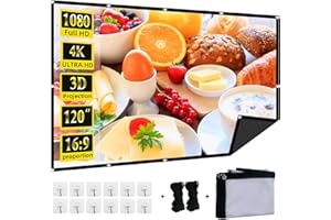 Foldable 120-inch Projector Screen,XINLEMY 4k 16:9 Anti-Crease Portable Washable Projector Backing Black Absorbs Light Movies Screens for Home Theater Backyard Indoor and Outdoor Camping