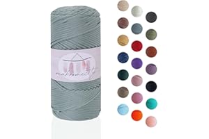 Makromecity Makramee Garn 2mm x 115m Premium Polyester Macrame Cord Polypropylene Yarn für Handwerk Wohndekorationen Platzteller Umhängetasche Handtasche Runner Schnullerkette 20 Farbe