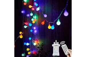 LEZONIC Globe String Lights Mains Powered, 20M/65ft 200 LED Fairy Lights Plug in Waterproof, 8 Modes Outdoor Lights for Patio, Bedroom, Party, Festival,Christmas Decorations (Multi-Coloured)