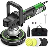 Ginour Lucidatrice Auto, Lucidatrice per Auto 6400 RPM, 6 velocità variabili, 4 * 150mm spugne lucidanti + feltri di Lana, D-