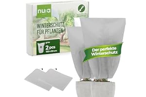 nuia Pflanzen Winterschutz 2er Set außen, 100x80cm 70g/m² Winterschutz FüR Kübelpflanzen, reißfest, Frostschutz Winterflies, Pflanzenschutz Winter für Palmen & Olivenbaum