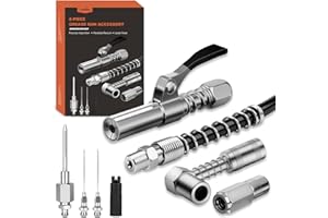 TRILINK Fettpresse Mundstück Set – 8-teiliges Zubehörset mit Schnellkupplung, 90° Adapter, 30 cm Schlauch, Fettpressenkupplung, Nadelaufsatz & Reiniger – Universelles Mundstück Fettpresse Kit