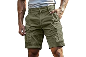 JiJiRuDU Bermuda Uomo Cargo Pantaloncini con Tasche Laterali Shorts Pantaloni Corti Slim Fit Multi-Tasche in Cotone Tasconati Pantaloncini da Lavoro Uomo Pantaloni Corti Sportivi Estivi Leggero