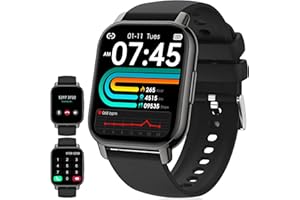 IDEALROYAL Smartwatch Damen Herren, Smart Watch mit Telefonfunktion, 1,85" Touchscreen Fitnessuhr mit Blutdruckmessung Herzfrequenzmesser, IP68 Wasserschutz Uhren Schrittzähler Uhr für iOS und Android