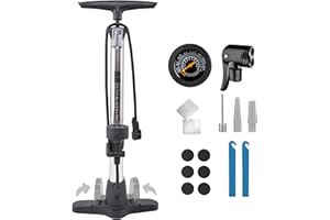 GADISTA France, Pompe a velo en Aluminium 145 PSI-Pompe velo avec Double Valve Schrader & Presta avec Grand manomètre pour Affichage de la Pression, Tuyau Extra Long, Poignée Confortable -Pompe à vélo