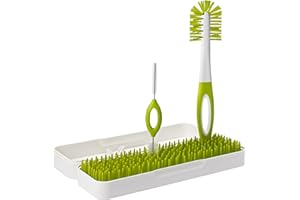 Tomy Boon Trip Travel Drying Rack and Bottle Brushes, Compact Drying Rack with Bottle Brush and Breast Pump Brushes, Green