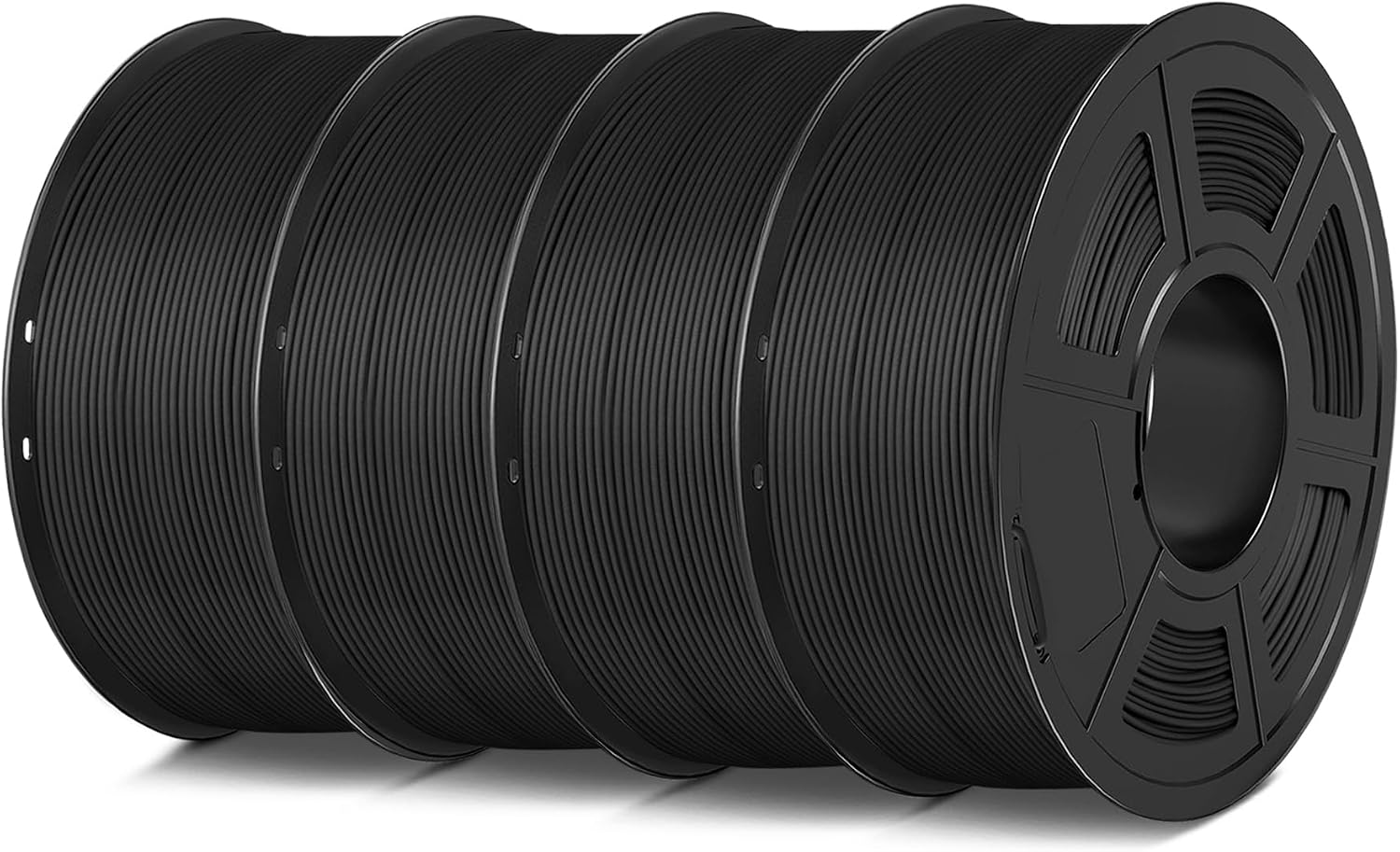 SUNLU Lot de 4 Filaments PLA Mat pour Imprimante 3D, 4 kg, 1,75 mm, Soigneusement Enroulé, Finition Mate, Compatible avec 99% des Imprimantes 3D FDM, Bobine de 1 kg, Noir