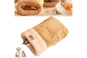 LSYZHX Soft Comfortable Winter Cat Sleeping Bag Cave Bed Nest for Dogs and Cats Up to 12 Pounds (Brown)