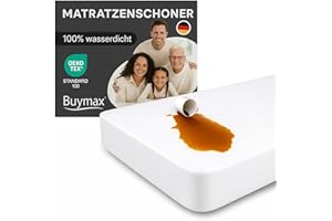 ‎BUYMAX Matratzenschoner 90x200 cm Wasserdicht, Buymax® wasserdichte Spannbettlaken ohne Knistern, Inkontinenzauflage Rundumgummi Atmungsaktiv Rundumbezug Anti-Milben Bezug waschbar