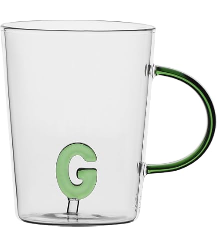 Ichendorf Milano Mug J | Collezione Bloom Alphabet | 47 cl | Vetro Borosilicato | Fatto a Mano