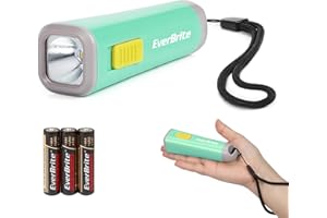 EverBrite Mini LED Kids Flashlight - Lightweight (46g) Torch with Soft Yellow Light for Reading, Camping, and Emergencies - Gift for Children, Green