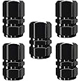 ACUTAS 5X Aluminum Car Wheel Universal Tire Stem Covers for Cars, SUVs, Bike and Bicycle, Trucks, Motorcycles Heavy-Duty Valve Cap (Black)