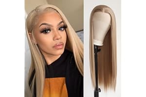 Towarm Honey Blonde Light Brown Wig Long Straight Honey Brown Synthetic Lace Front Wigs Pre Plucked Natural Hairline with Baby Hair for Black Women Hand Tied Cosplay Daily Wear Wig (Honey Blonde)