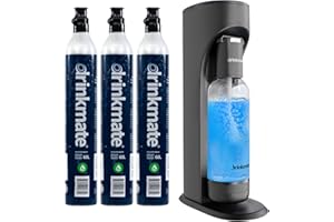 Drinkmate OmniFizz Sparkling Water and Soda Maker, Carbonates Any Drink Not Just Water, Fizzy Drink Maker, Water Carbonator, Sparkling Water Machine, x3 CO2 Cylinders Included, Matt Black