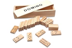 LEDDY LIVING Petit ensemble Domino en bois de voyage - 28 pièces avec boîte élégante - Jeu de table classique pour adultes et enfants - Fun pour famille, idée cadeau