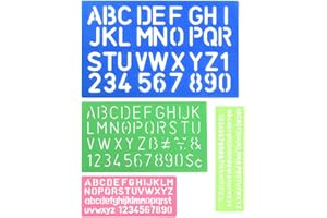 DECORDWELL 4 Piezas Plantillas Letras Niños, Plantillas de Alfabeto y Números, Regla con Letras de Abecedario, Stencil Alfabeto Reutilizable, 4 Tamaños, para Aprender, Pintar, Scrapbooking