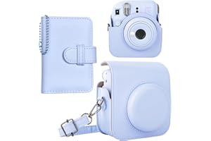 HIYQIN Etui na Aparat i Album Fotograficzny Kompatybilny z Fujifilm Instax Mini 12, Polaroid Camera Mini 12 Torba na Przenoszenie - Pastelowy Niebieski