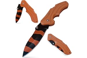 Carrito Feliz Navaja Plegable De Acero Inoxidable. Cuchillo Plegable Para Tu Kit De Supervivencia, Acampar, Picnic. Navaja Anti-Deslizante Para Regalar O Uso Propio. (MADERA)