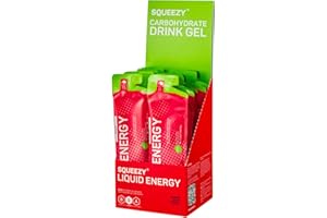 ‎SQUEEZY Squeezy Liquid Energy (Himbeere) 12er Pack - Sport Energy Gel mit erhöhtem Wasseranteil für schnelle & dauerhafte Energie bei maximaler Verträglichkeit beim Radsport, Marathon & Co. - ohne Nachtrinken