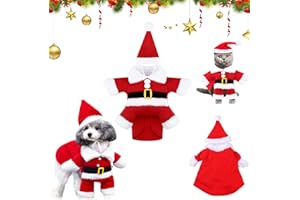 DONGSZQ Disfraz de Navidad para Mascotas - Ropa para Perros y Gatos Pequeños Con Gorra - Divertido Atuendo Festivo (Small)