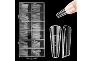 TULAMORIY 120pcs Trasparenti Nail Dual Forms Mold, 12 Diverse Dimensioni Finte con Acrilico Unghie Trasparente con Scala Graduata, per Ragazze Donne che Fanno Manicure, Ricostruzioni ManiNails e Tip Nail Art