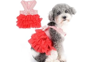 Dog Dress Female, Elegant Mesh Puppy Dress for Small Dogs, Comfortable Polyester Dog Clothes for Parties, Photos, Outdoor Activities, XXL (Chest 55CM for 12-16 LBS Dogs)