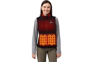 ORORO Upgraded Women's 4-Zone Heated Fleece Gilet with Heated Collar, Electric Heated Vest Base Layer with Power Bank