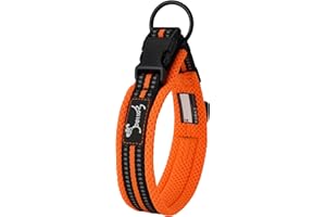 KAKA MALL PETTOM Collare per cani regolabile in nylon collare traspirante riflettente (arancione XS)